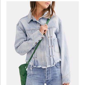 Free People Dillon Denim Crop Zip-Up Jacket